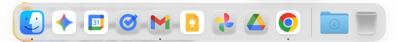 A macOS dock displays icons for Finder, Google Drive, Microsoft Excel, Microsoft Word, Gmail, LastPass, Google Photos, Google Chrome, a folder, and the Trash.